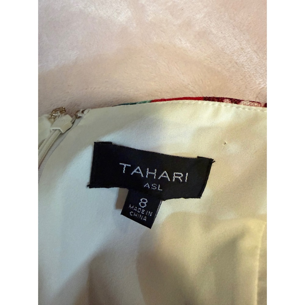 Tahari ASL Floral Linen Blend Spaghetti Strap Mini Dress Cream Multi 8 - Picture 4 of 8
